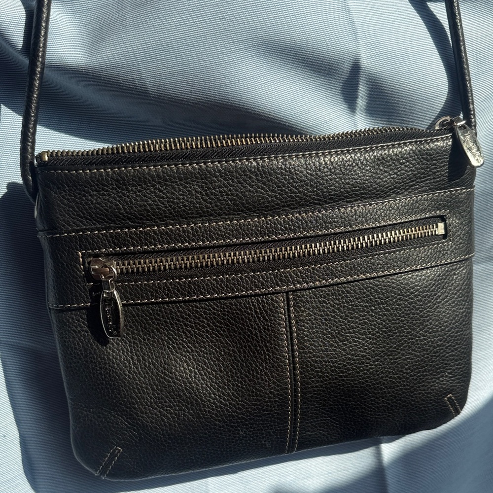 Tignanello Black Pebbled Leather Small Crossbody